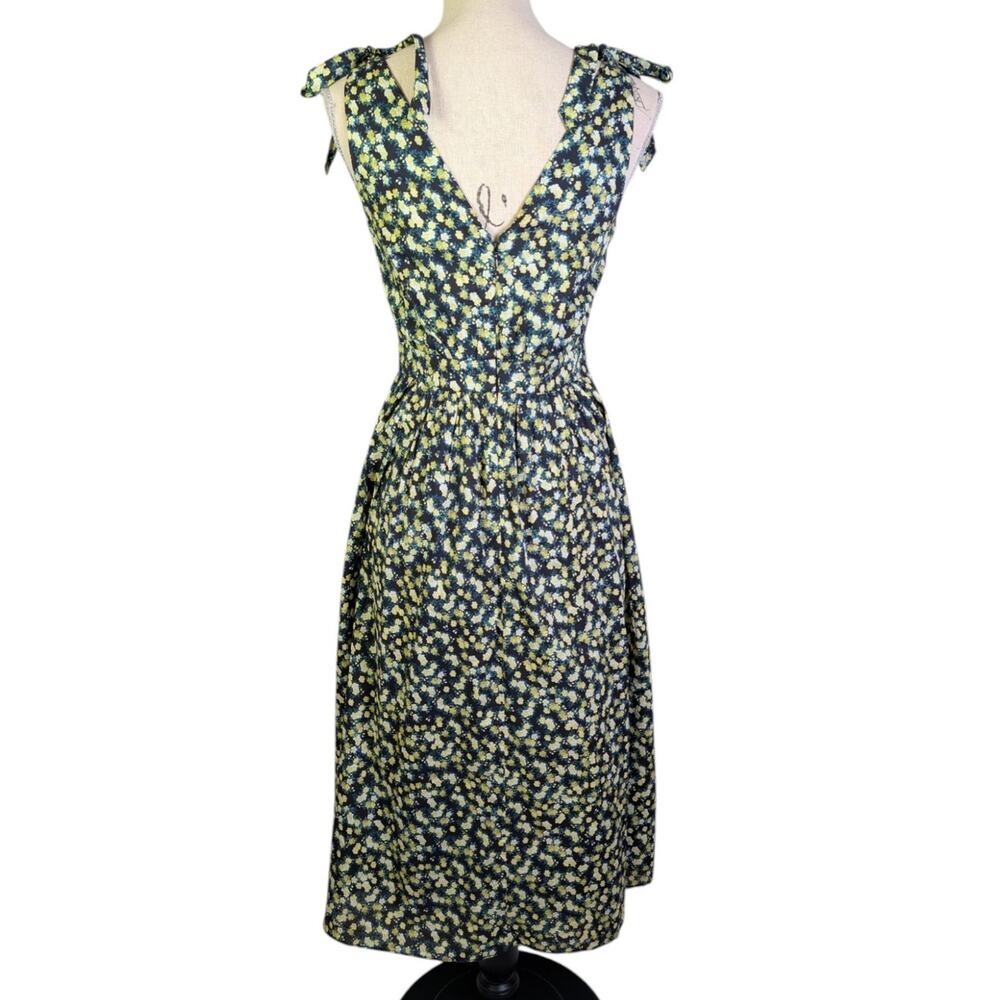 Calvin Klein Floral Tie Strap Midi Dress Cotton Cottagecore Prairie Size 2